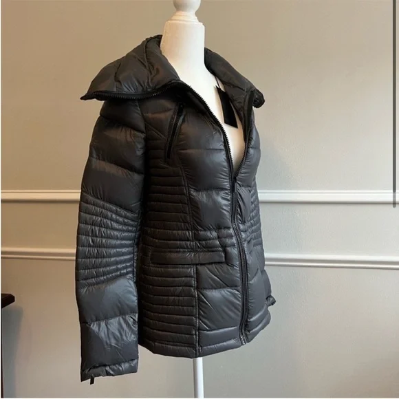 NWT BCBG MaxAzria puffer coat size XXS gunmetal - Picture 3 of 6